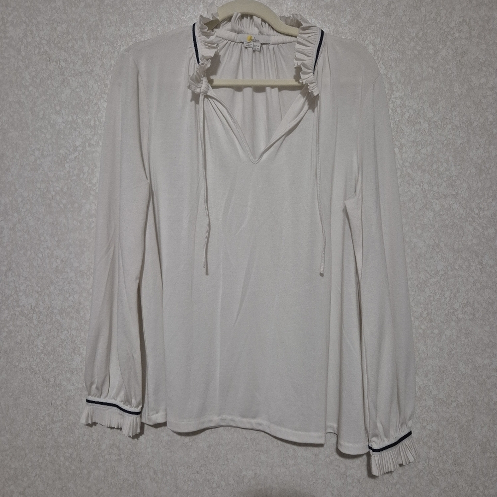 Boden Cream Blouse with Black Trim...size:14